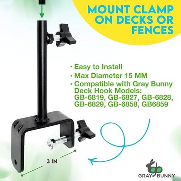 Gray Bunny Vertical Deck Hook Clamp, 3" Wide - Brand New - Picture 2 of 7
